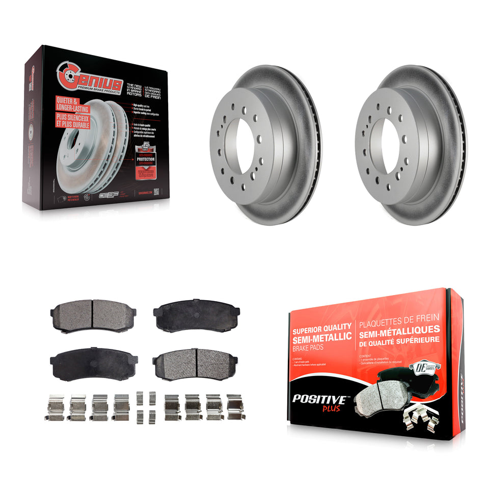 Rear Coated Disc Brake Rotors And Semi-Metallic Pads Kit For Toyota 4Runner Sequoia FJ Cruiser Lexus GX470 KGF-102272