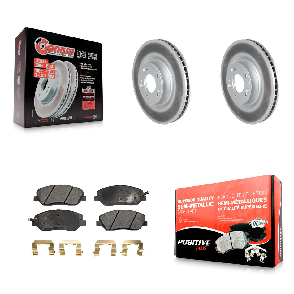 Front Coated Disc Brake Rotors And Semi-Metallic Pads Kit For 2009-2011 Hyundai Genesis 3.8L KGF-102301
