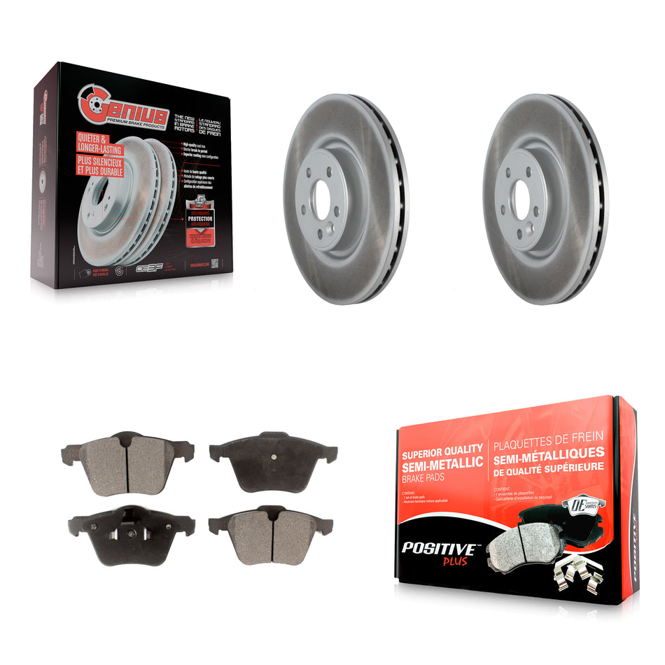 Front Coated Disc Brake Rotors And Semi-Metallic Pads Kit For Volvo S60 XC70 S80 V60 V70 With 336mm Diameter Rotor KGF-102304