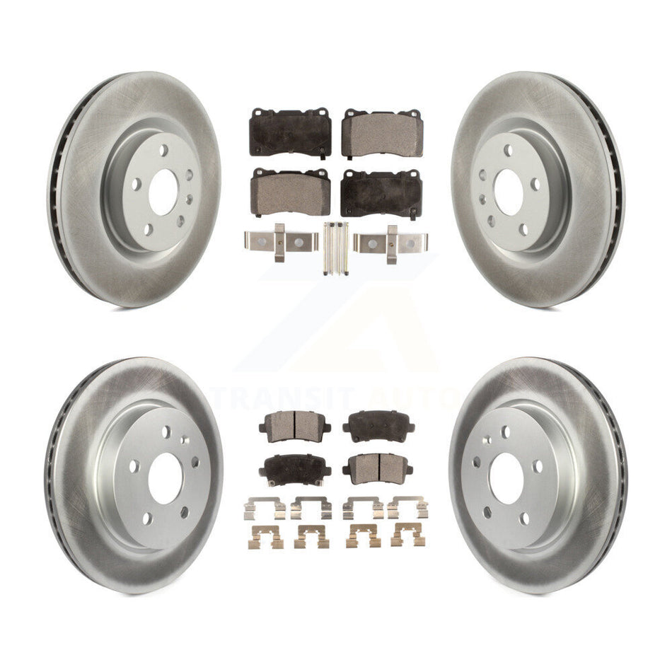 Front Rear Coated Disc Brake Rotors And Semi-Metallic Pads Kit For Cadillac XTS KGF-102327