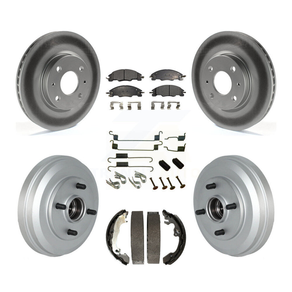 Front Rear Coated Disc Brake Rotors Semi-Metallic Pads And Drum Kit (7Pc) For 2009-2011 Ford Focus KGF-102338
