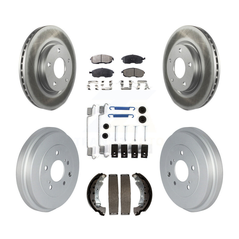 Front Rear Coated Disc Brake Rotors Semi-Metallic Pads And Drum Kit (7Pc) For Nissan Sentra KGF-102339