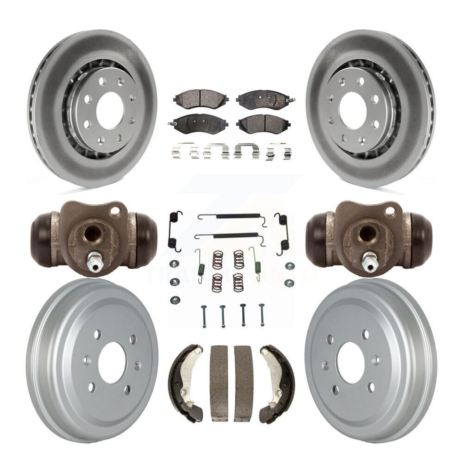 Front Rear Coated Disc Brake Rotors Semi-Metallic Pads And Drum Kit (9Pc) For Chevrolet Aveo Spark Aveo5 Pontiac G3 Suzuki Wave Wave5 Swift+ KGF-102344