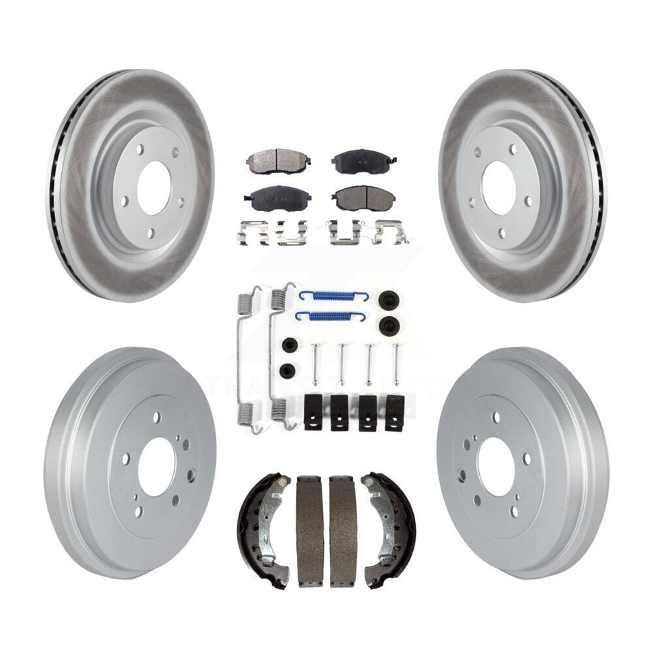 Front Rear Coated Disc Brake Rotors Semi-Metallic Pads And Drum Kit (7Pc) For 2017-2019 Nissan Sentra Turbocharged KGF-102347