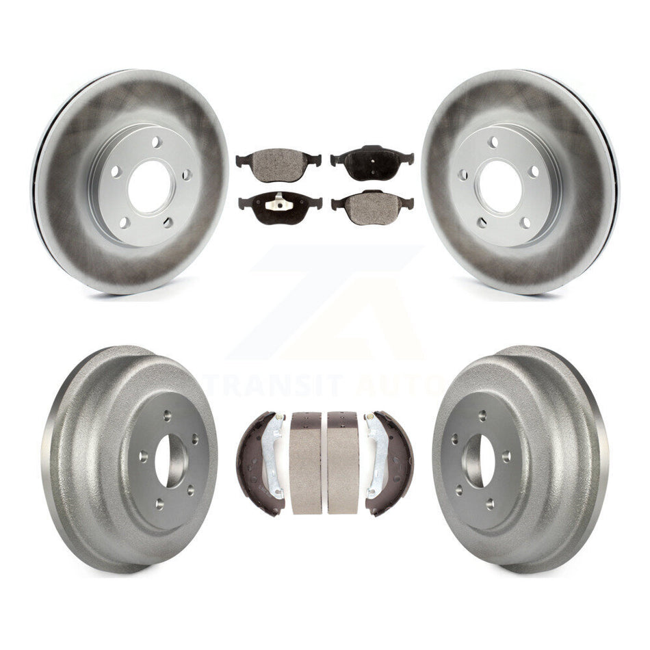 Front Rear Coated Disc Brake Rotors Semi-Metallic Pads And Drum Kit For 2010-2013 Ford Connect KGF-102357