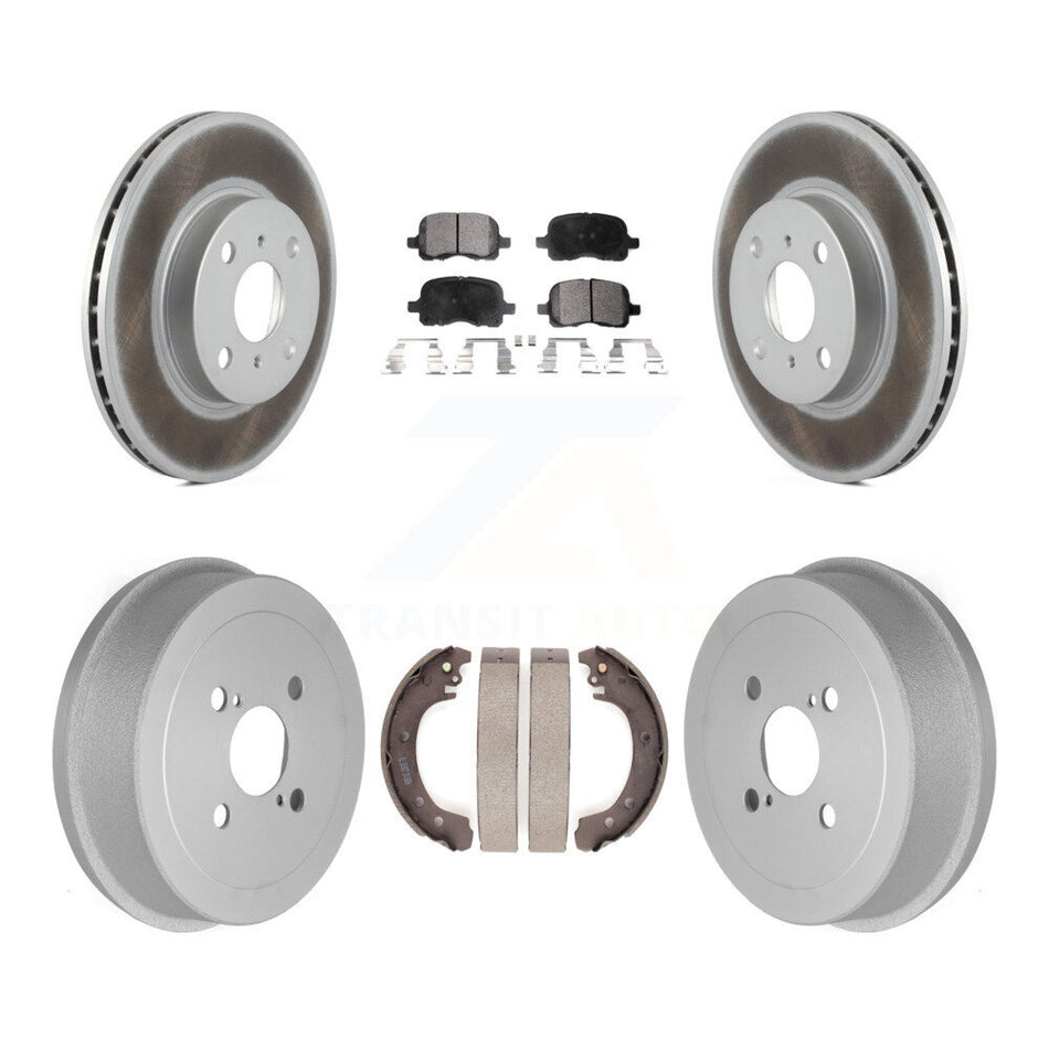Front Rear Coated Disc Brake Rotors Semi-Metallic Pads And Drum Kit For 2002 Toyota Corolla From 04 02 KGF-102360