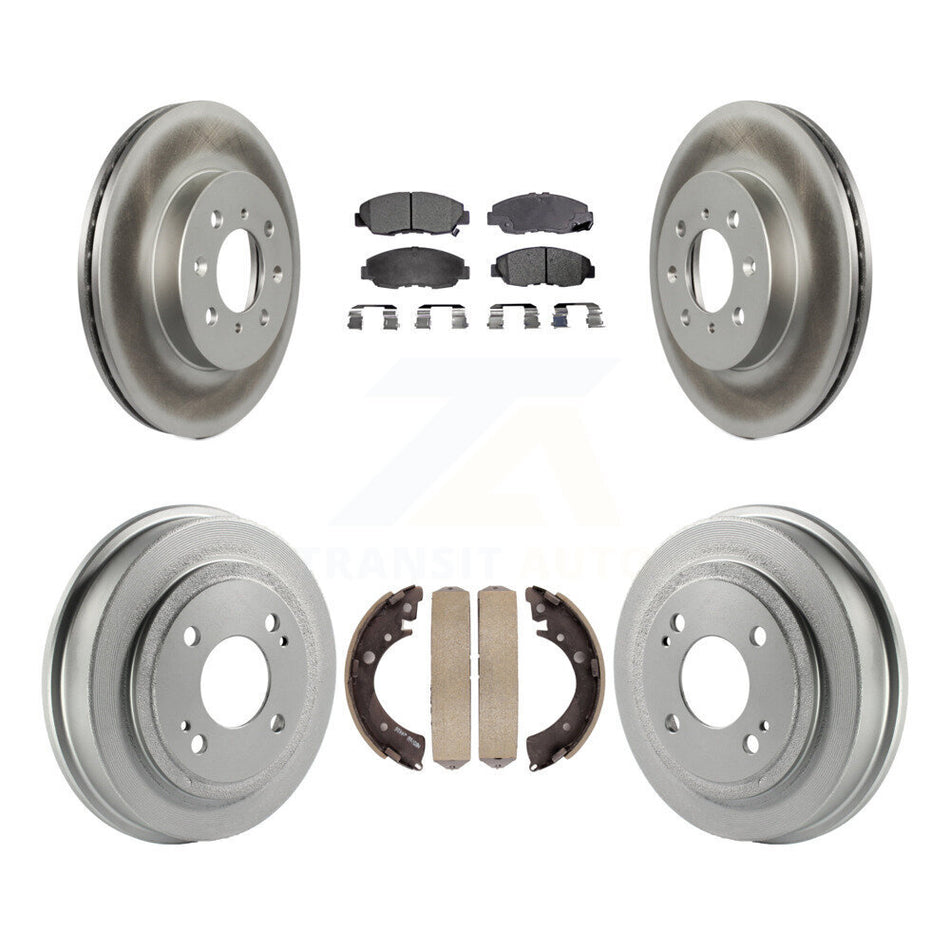 Front Rear Coated Disc Brake Rotors Semi-Metallic Pads And Drum Kit For Honda Civic Acura EL KGF-102369