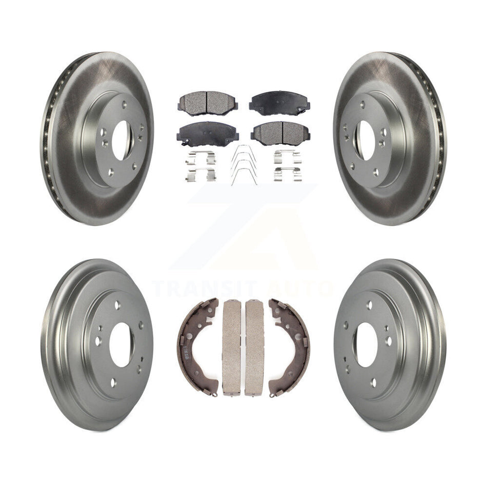 Front Rear Coated Disc Brake Rotors Semi-Metallic Pads And Drum Kit For Honda Civic KGF-102378