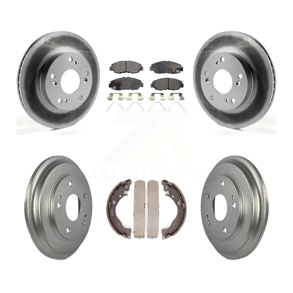 Front Rear Coated Disc Brake Rotors Semi-Metallic Pads And Drum Kit For Honda Civic KGF-102379