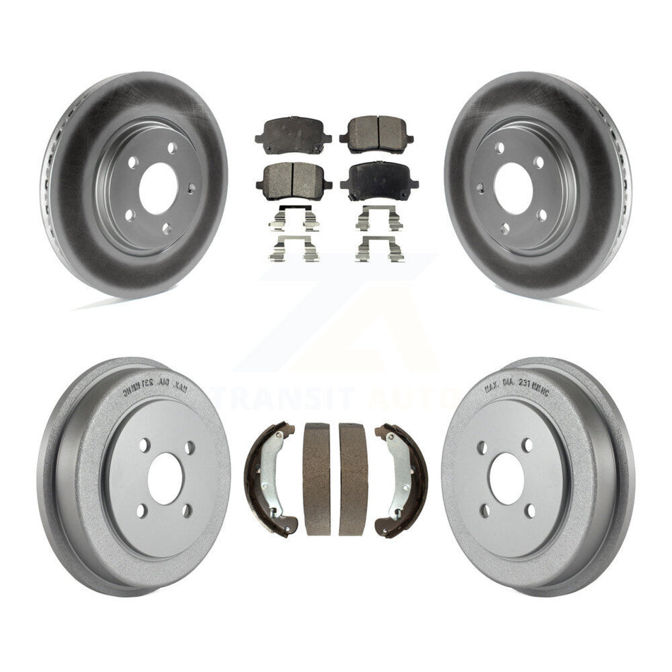 Front Rear Coated Disc Brake Rotors Semi-Metallic Pads And Drum Kit For 2006 Pontiac Pursuit With Brakes KGF-102388