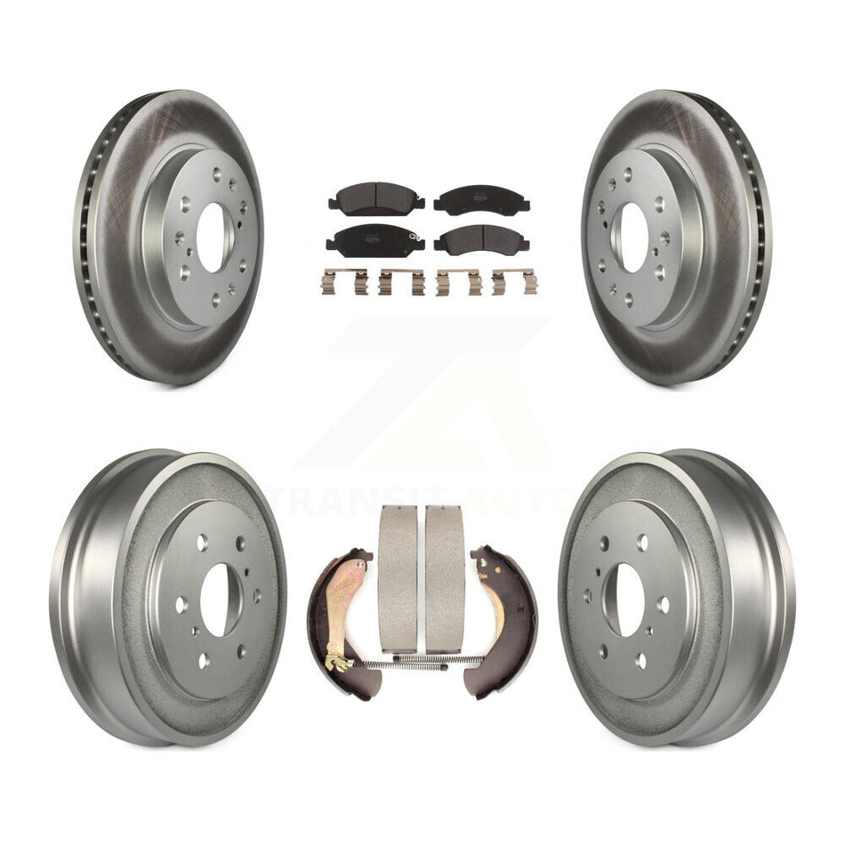 Front Rear Coated Disc Brake Rotors Semi-Metallic Pads And Drum Kit For Chevrolet Silverado 1500 GMC Sierra Classic KGF-102389