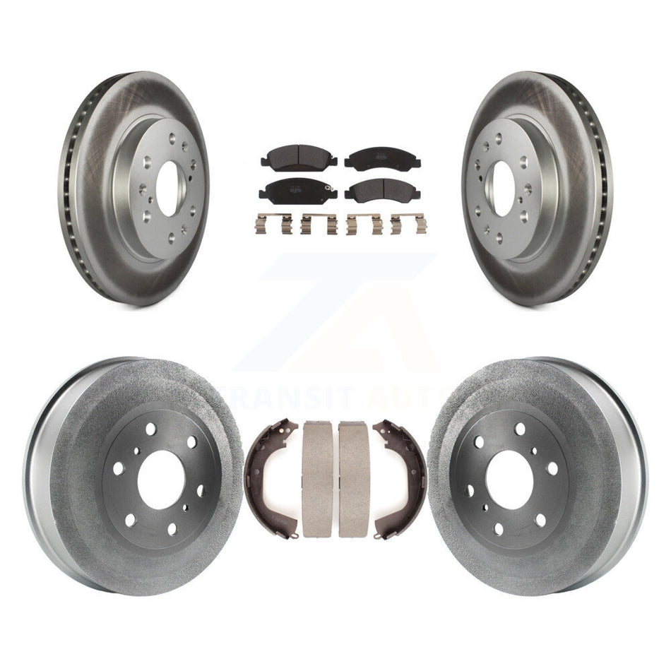 Front Rear Coated Disc Brake Rotors Semi-Metallic Pads And Drum Kit For Chevrolet Silverado 1500 GMC Sierra KGF-102392
