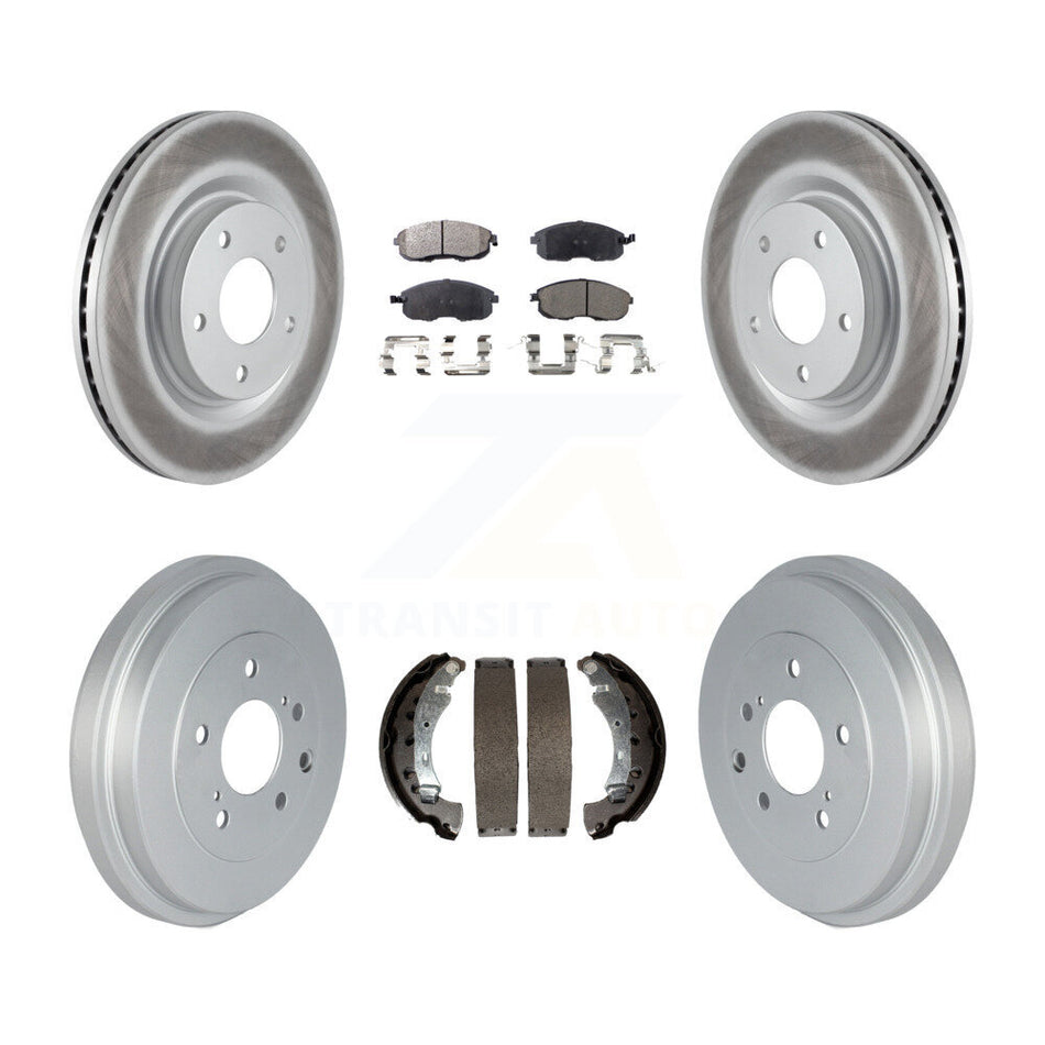 Front Rear Coated Disc Brake Rotors Semi-Metallic Pads And Drum Kit For 2017-2019 Nissan Sentra Turbocharged KGF-102396