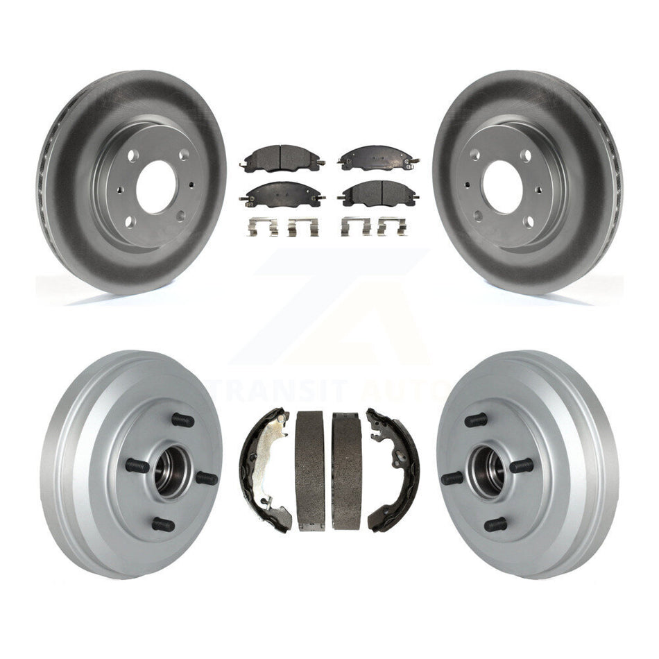 Front Rear Coated Disc Brake Rotors Semi-Metallic Pads And Drum Kit For 2009-2011 Ford Focus KGF-102408