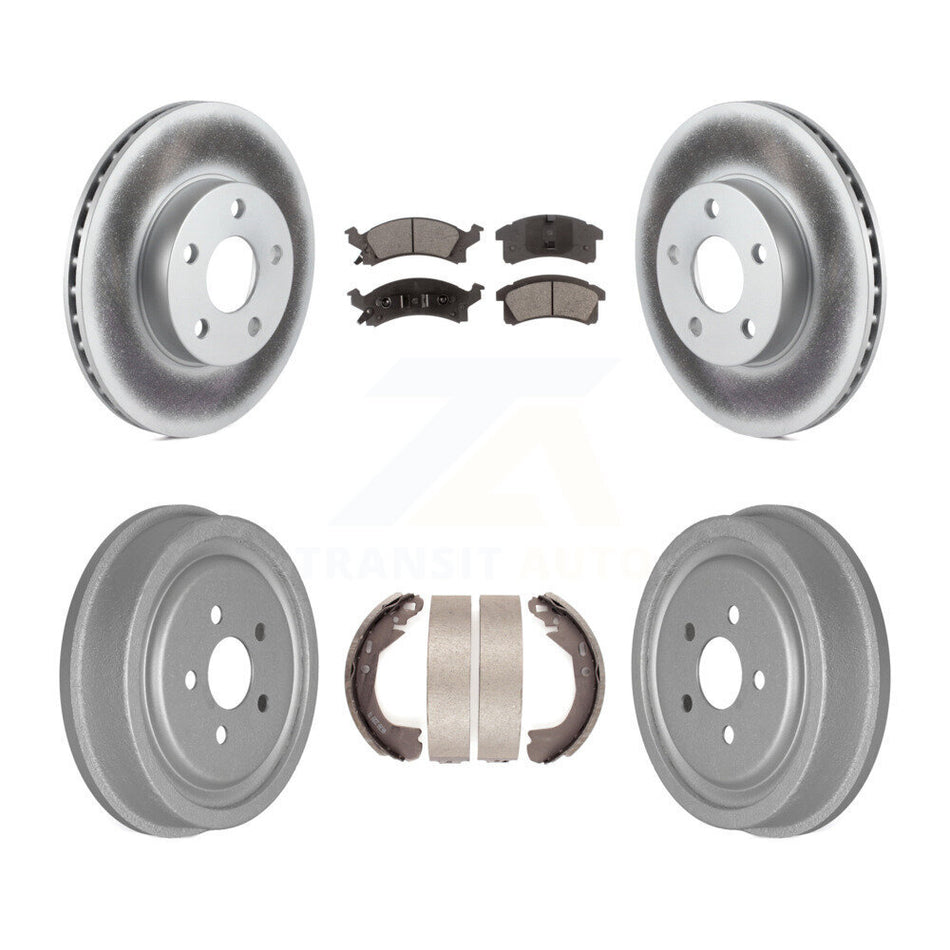 Front Rear Coated Disc Brake Rotors Semi-Metallic Pads And Drum Kit For 2003 Chevrolet Cavalier With 225mm x 45mm Size KGF-102411