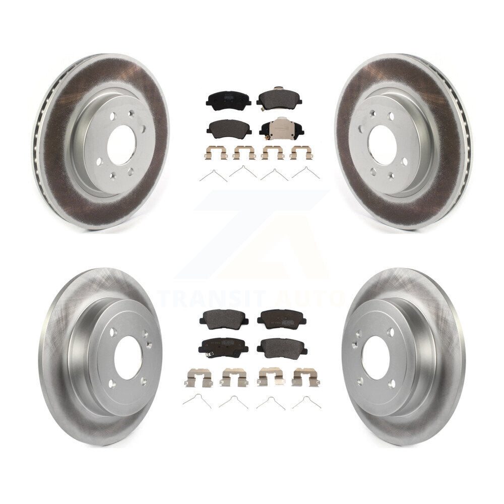 Front Rear Coated Disc Brake Rotors And Semi-Metallic Pads Kit For Kia Rio Hyundai Accent KGF-102424