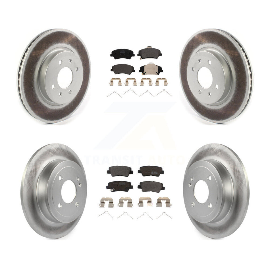 Front Rear Coated Disc Brake Rotors And Semi-Metallic Pads Kit For Kia Rio Hyundai Accent KGF-102424