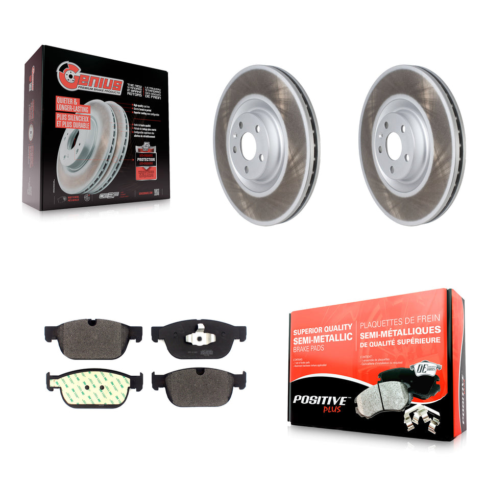 Front Coated Disc Brake Rotors And Semi-Metallic Pads Kit For 2016-2019 Volvo XC90 With 366mm Diameter Rotor KGF-102439