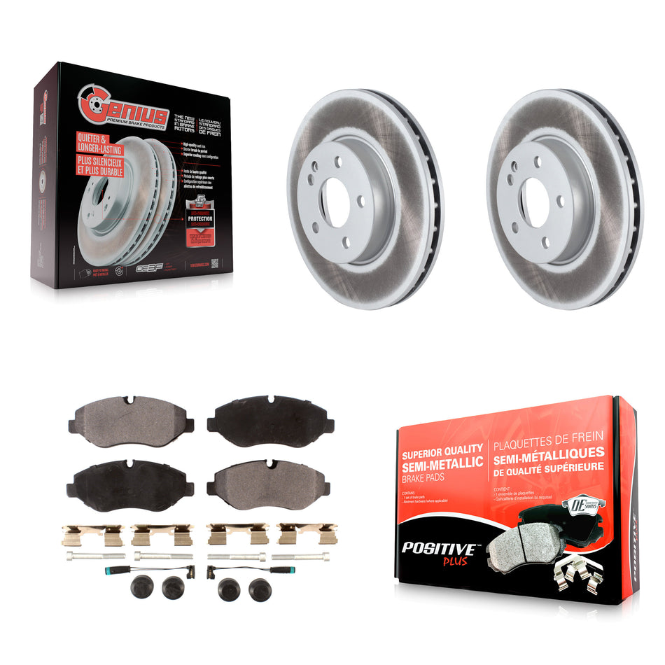 Front Coated Disc Brake Rotors And Semi-Metallic Pads Kit For 2016-2020 Mercedes-Benz Metris KGF-102459