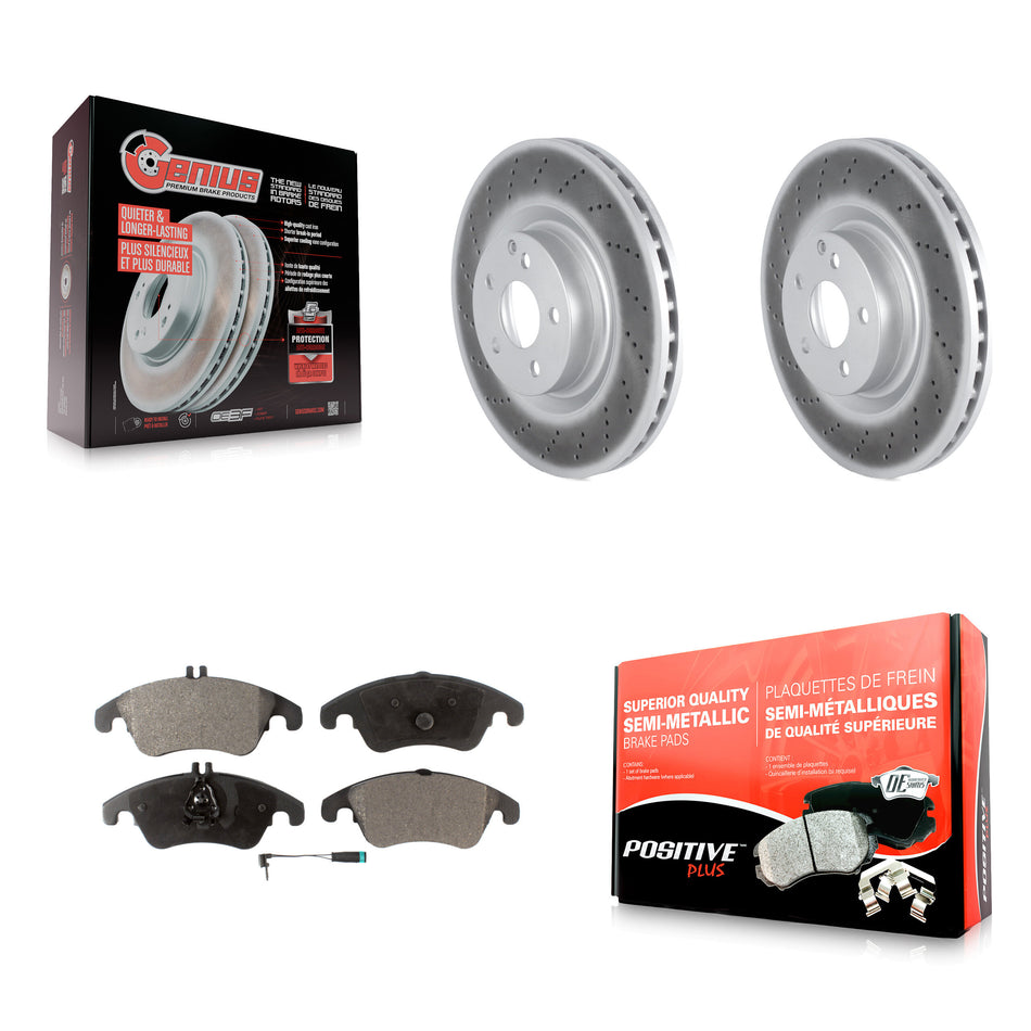 Front Coated Disc Brake Rotors And Semi-Metallic Pads Kit For Mercedes-Benz C250 E400 E550 KGF-102462