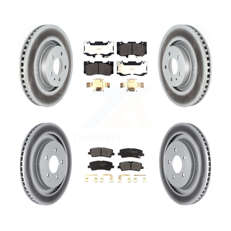 Front Rear Coated Disc Brake Rotors And Semi-Metallic Pads Kit For Ford Mustang KGF-102465
