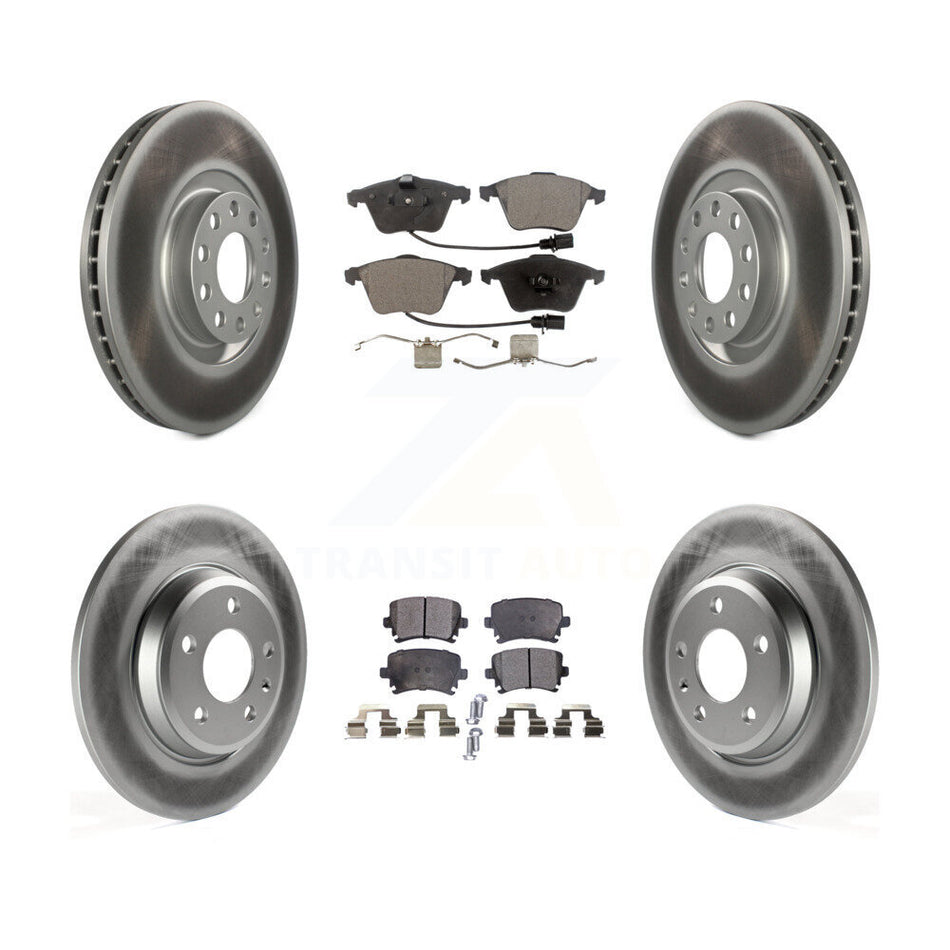 Front Rear Coated Disc Brake Rotors And Semi-Metallic Pads Kit For 2009 Audi A4 Quattro Convertible With 300mm Diameter Rotor KGF-102469