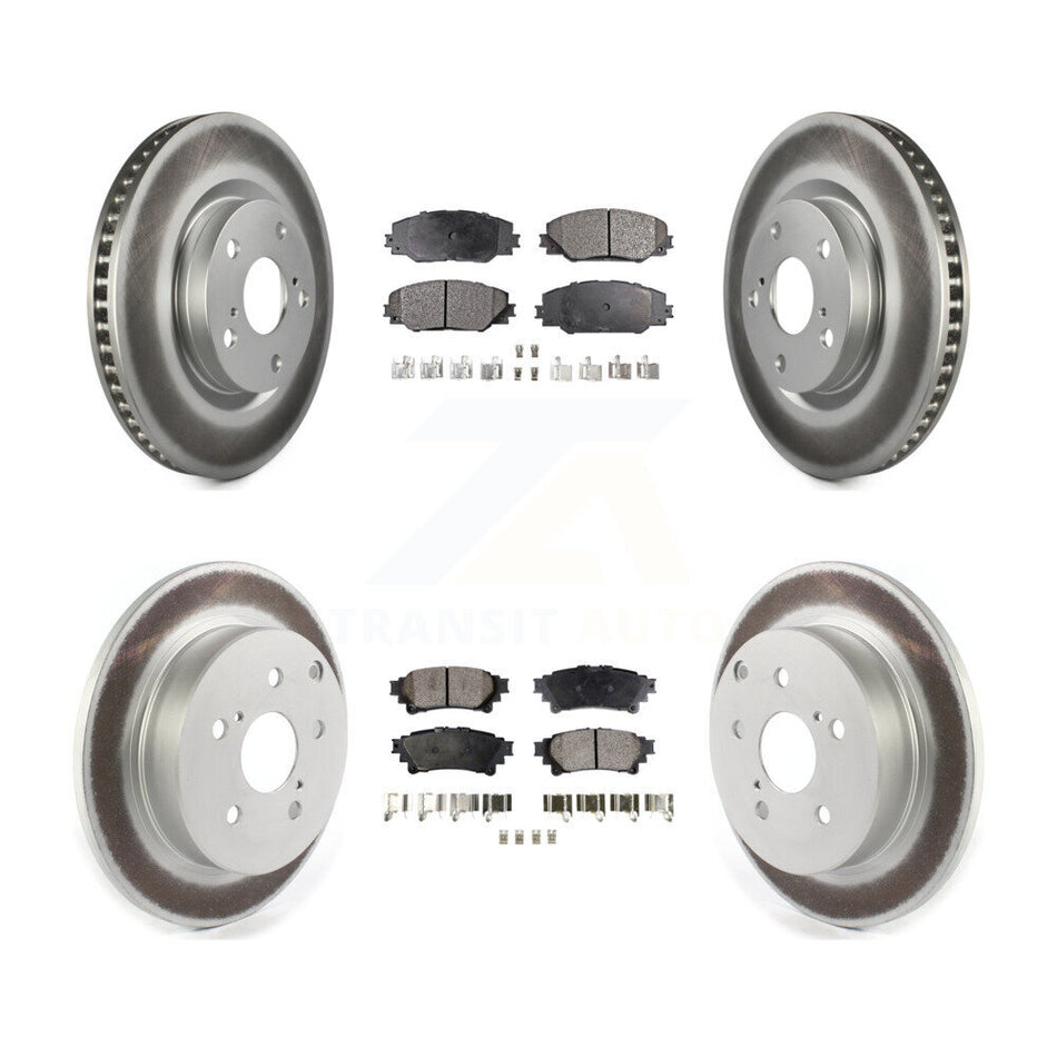 Front Rear Coated Disc Brake Rotors And Semi-Metallic Pads Kit For 2016-2019 Toyota Mirai KGF-102490