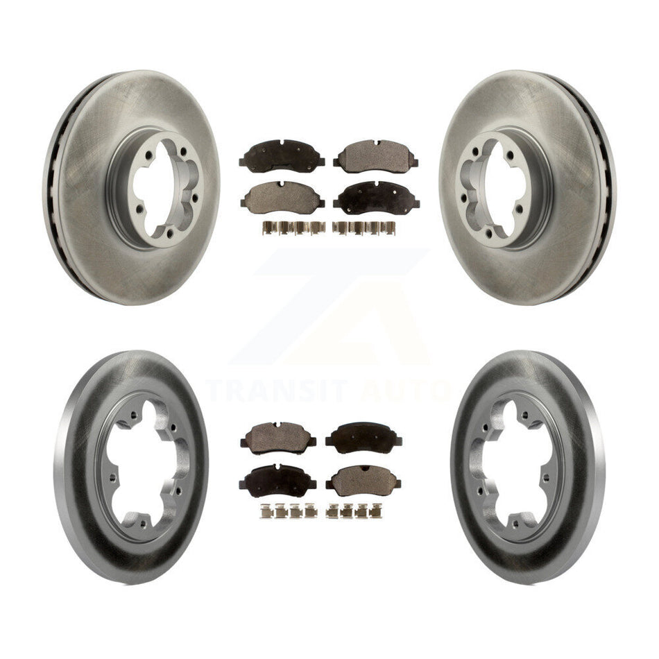 Front Rear Coated Disc Brake Rotors And Semi-Metallic Pads Kit For 2016 Ford Transit-350 HD With 5 Lug Wheels KGF-102494