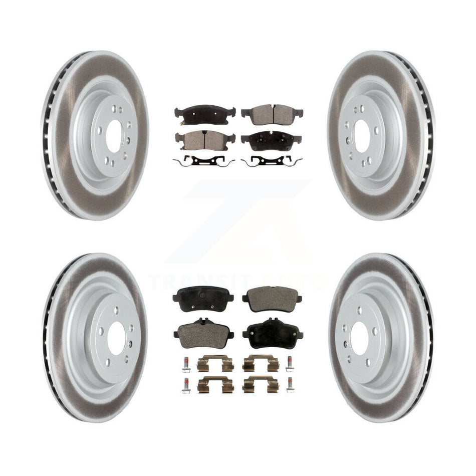 Front Rear Coated Disc Brake Rotors And Semi-Metallic Pads Kit For Mercedes-Benz GLS450 GL450 GL350 Without Sport Package KGF-102496