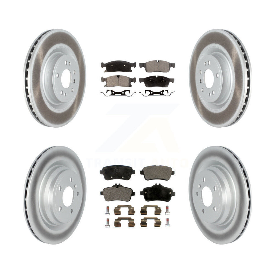 Front Rear Coated Disc Brake Rotors And Semi-Metallic Pads Kit For 2016-2017 Mercedes-Benz GLE400 Without Sport Package KGF-102498