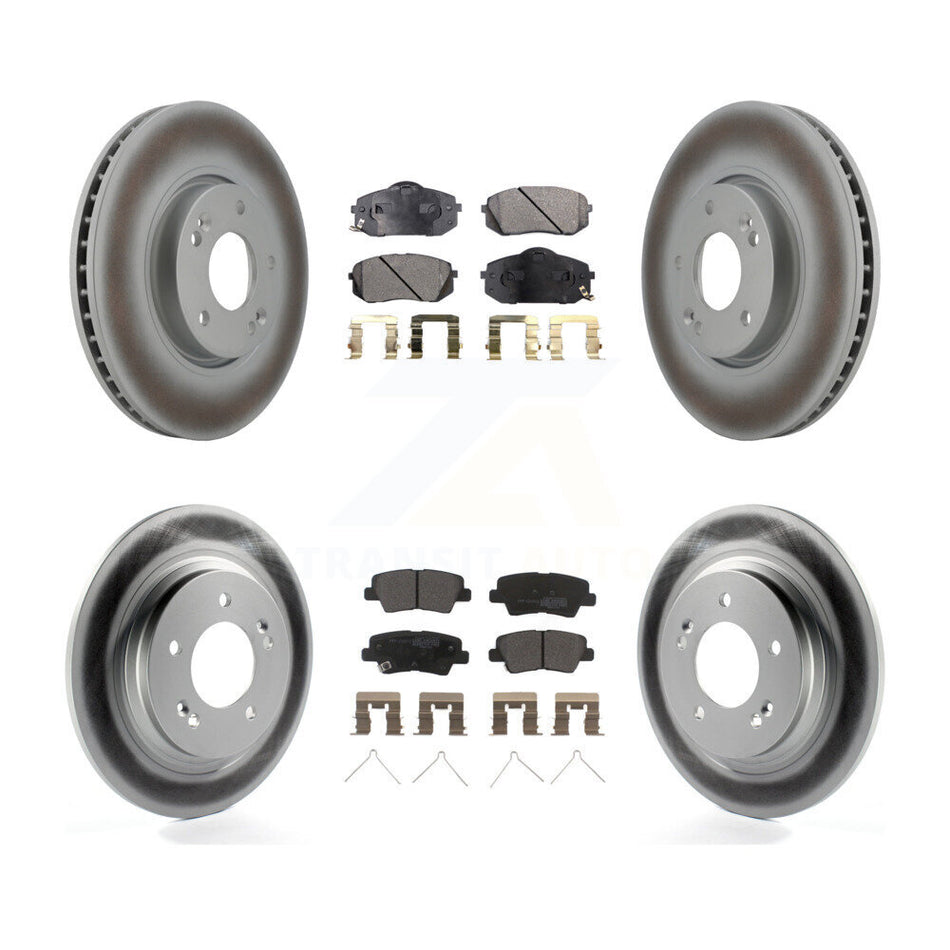Front Rear Coated Disc Brake Rotors And Semi-Metallic Pads Kit For 2016 Kia Soul EV From Chassis VIN #160921 KGF-102506