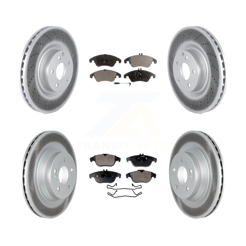 Front Rear Coated Disc Brake Rotors And Semi-Metallic Pads Kit For 2010-2011 Mercedes-Benz E550 Coupe With 320mm Diameter Rotor KGF-102510
