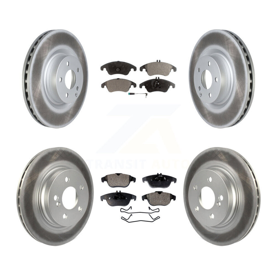 Front Rear Coated Disc Brake Rotors And Semi-Metallic Pads Kit For 2010-2011 Mercedes-Benz E550 Coupe With 300mm Diameter Rotor KGF-102511