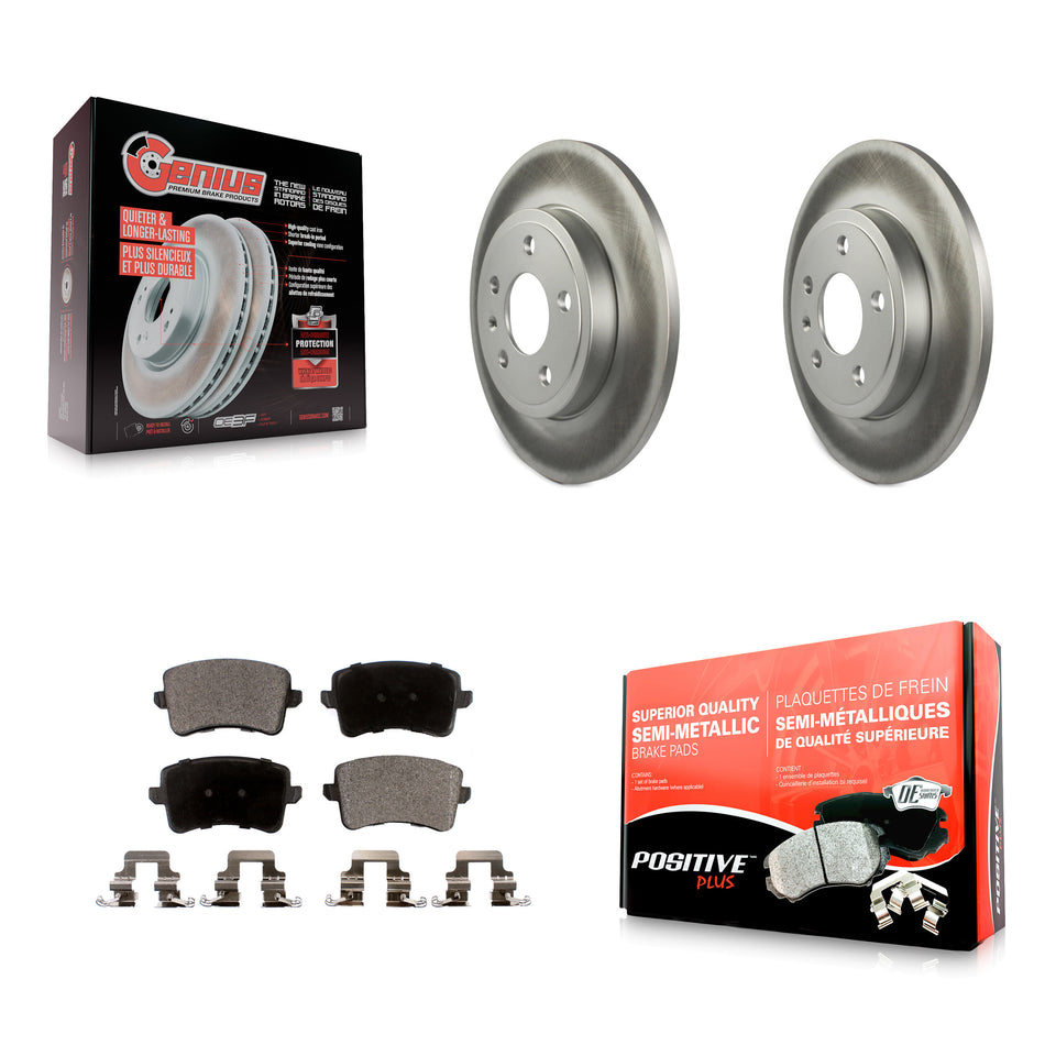 Rear Coated Disc Brake Rotors And Semi-Metallic Pads Kit For 2009 Audi A4 Quattro Sedan Wagon With 288mm Diameter Rotor KGF-102542