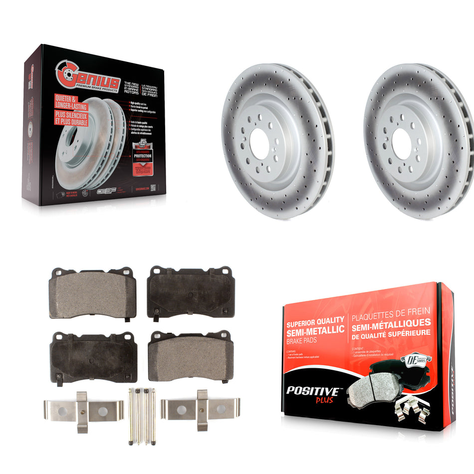 Front Coated Disc Brake Rotors And Semi-Metallic Pads Kit For 2017-2019 Honda Civic Type R KGF-102558