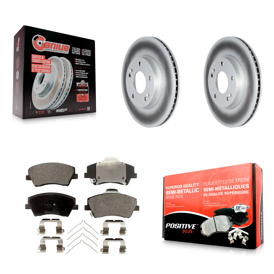 Front Coated Disc Brake Rotors And Semi-Metallic Pads Kit For Kia Niro Hyundai Ioniq KGF-102562