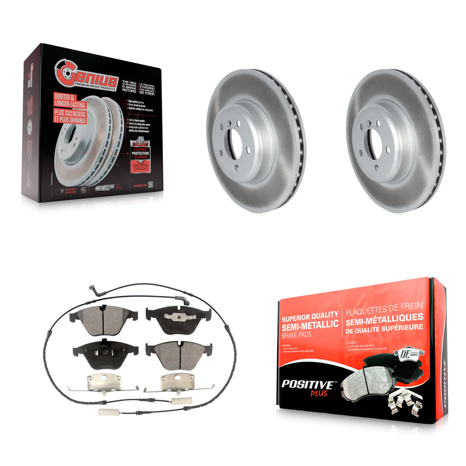 Front Coated Disc Brake Rotors And Semi-Metallic Pads Kit For 2012 BMW 335i Convertible Coupe With Blue Painted Calipers KGF-102564