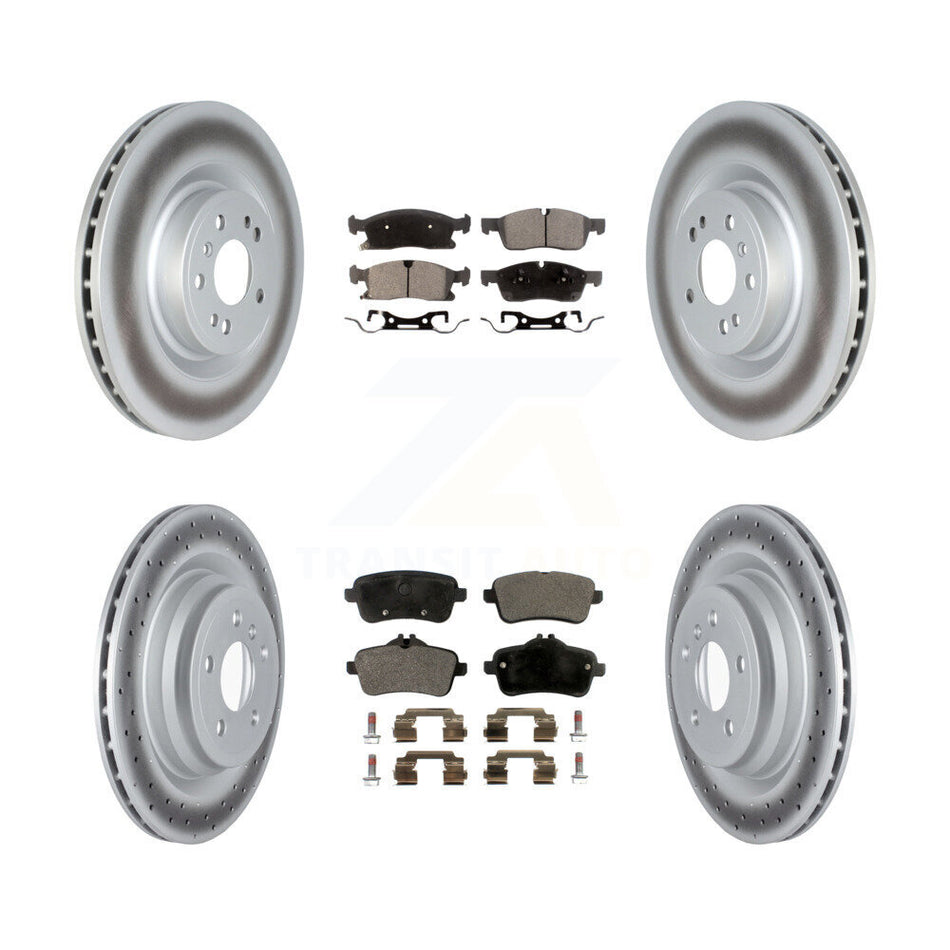 Front Rear Coated Disc Brake Rotors And Semi-Metallic Pads Kit For 2016-2017 Mercedes-Benz GLE400 With AMG Package KGF-102578