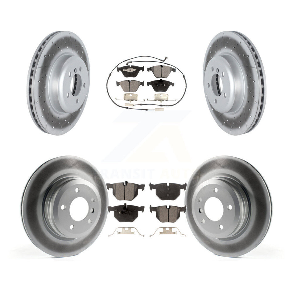 Front Rear Coated Disc Brake Rotors And Semi-Metallic Pads Kit For 2012 BMW 335i Convertible Coupe With Blue Painted Calipers KGF-102587