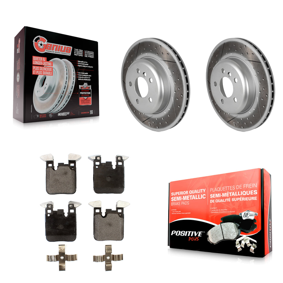 Rear Coat Brake Rotors Semi-Metallic Pad Kit For BMW 328i xDrive 330i 335i 428i 340i 435i KGF-102610