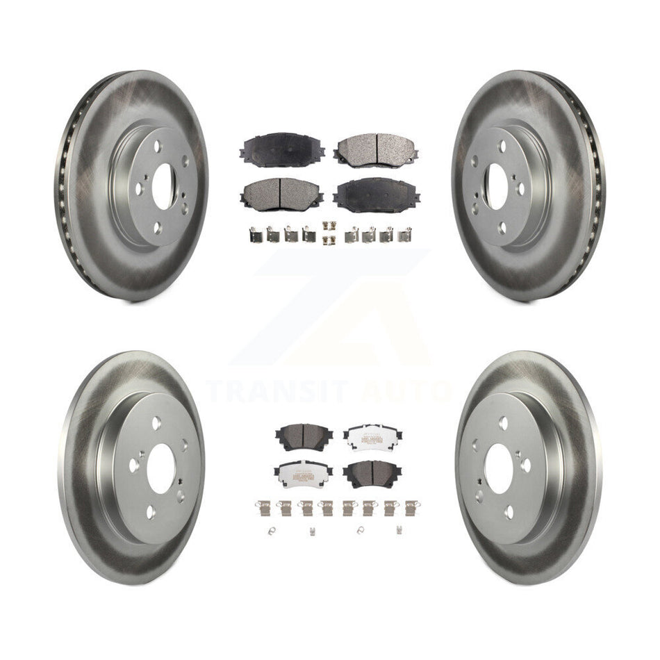 Front Rear Coated Disc Brake Rotors And Semi-Metallic Pads Kit For 2019 Toyota Corolla 1.8L With Electric Parking KGF-102629