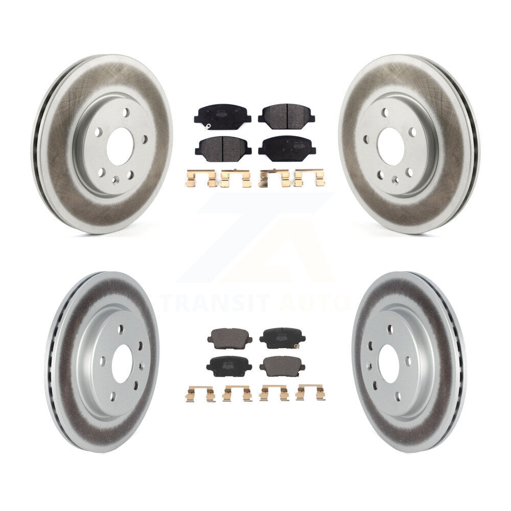 Front Rear Coated Disc Brake Rotors And Semi-Metallic Pads Kit For 2019 Cadillac XT4 KGF-102630