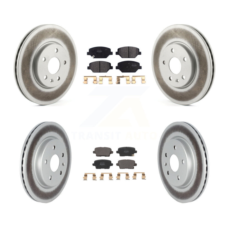 Front Rear Coated Disc Brake Rotors And Semi-Metallic Pads Kit For 2019 Cadillac XT4 KGF-102630