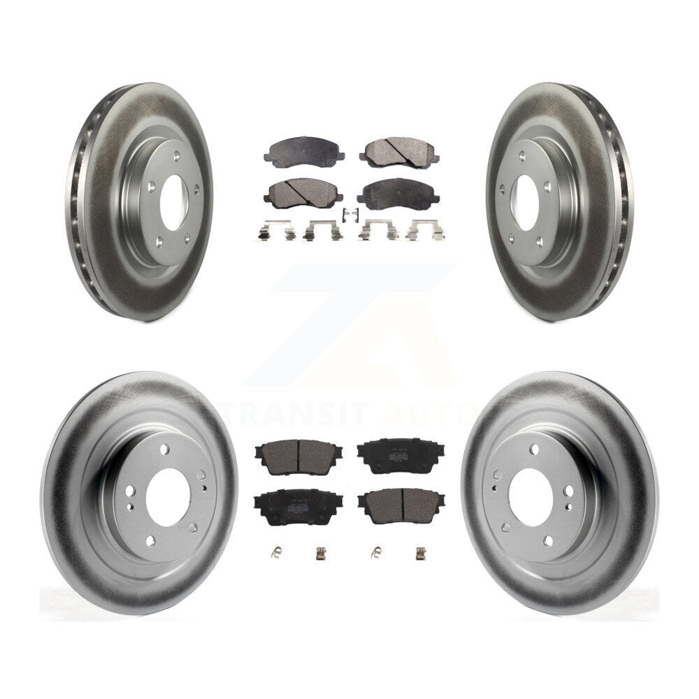 Front Rear Coated Disc Brake Rotors And Semi-Metallic Pads Kit For Mitsubishi Outlander KGF-102633