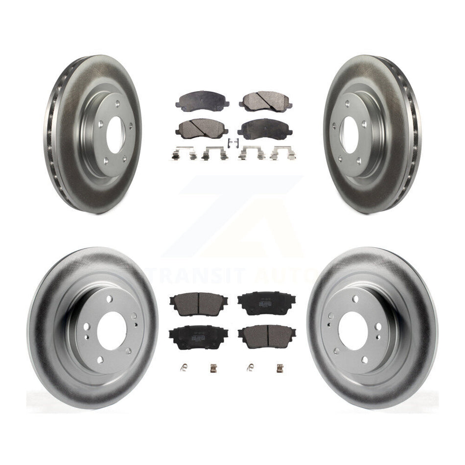 Front Rear Coated Disc Brake Rotors And Semi-Metallic Pads Kit For Mitsubishi Outlander KGF-102633
