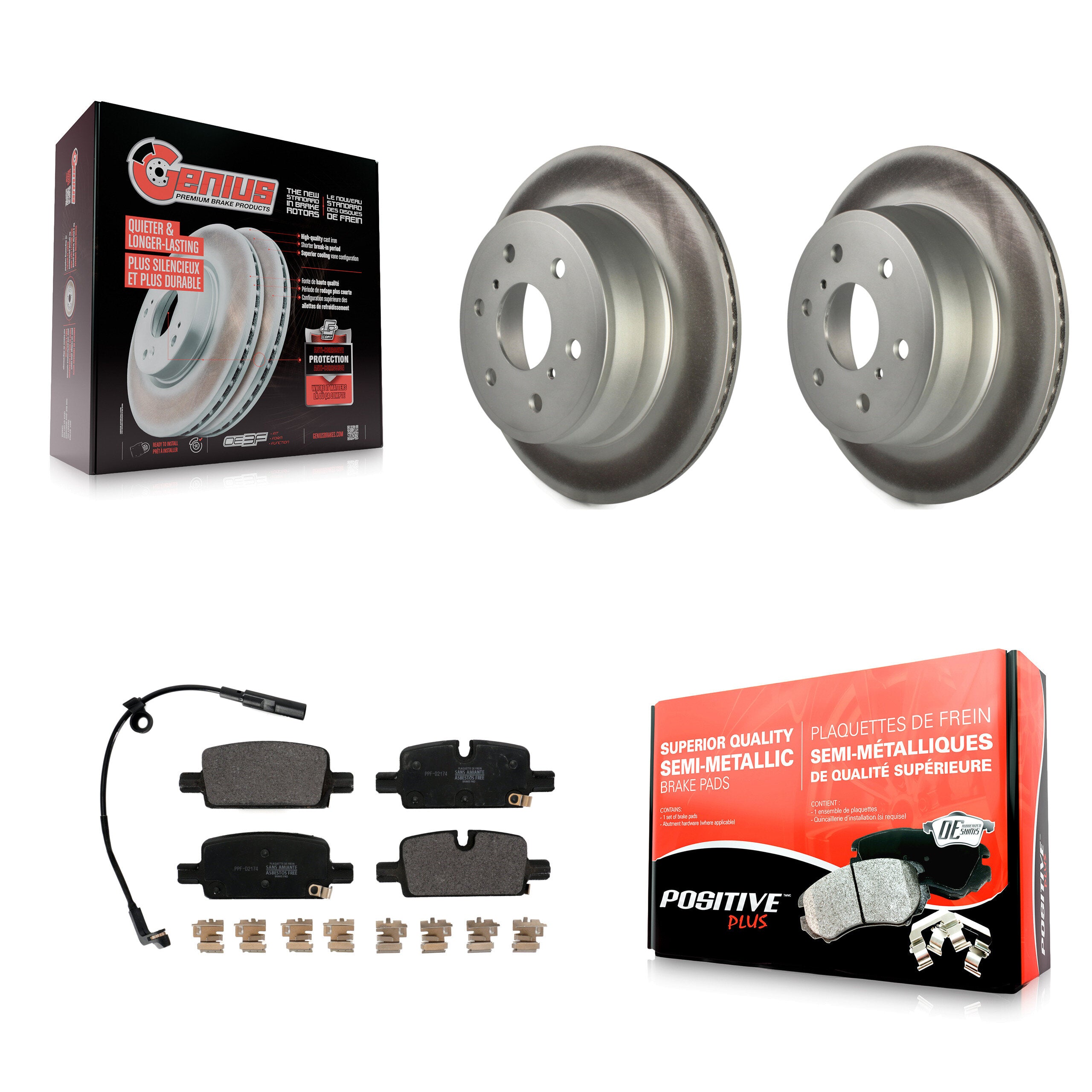 Rear Coat Brake Rotor Semi-Metallic Pad Kit For GMC Sierra 1500 With Manual Parking KGF-102641