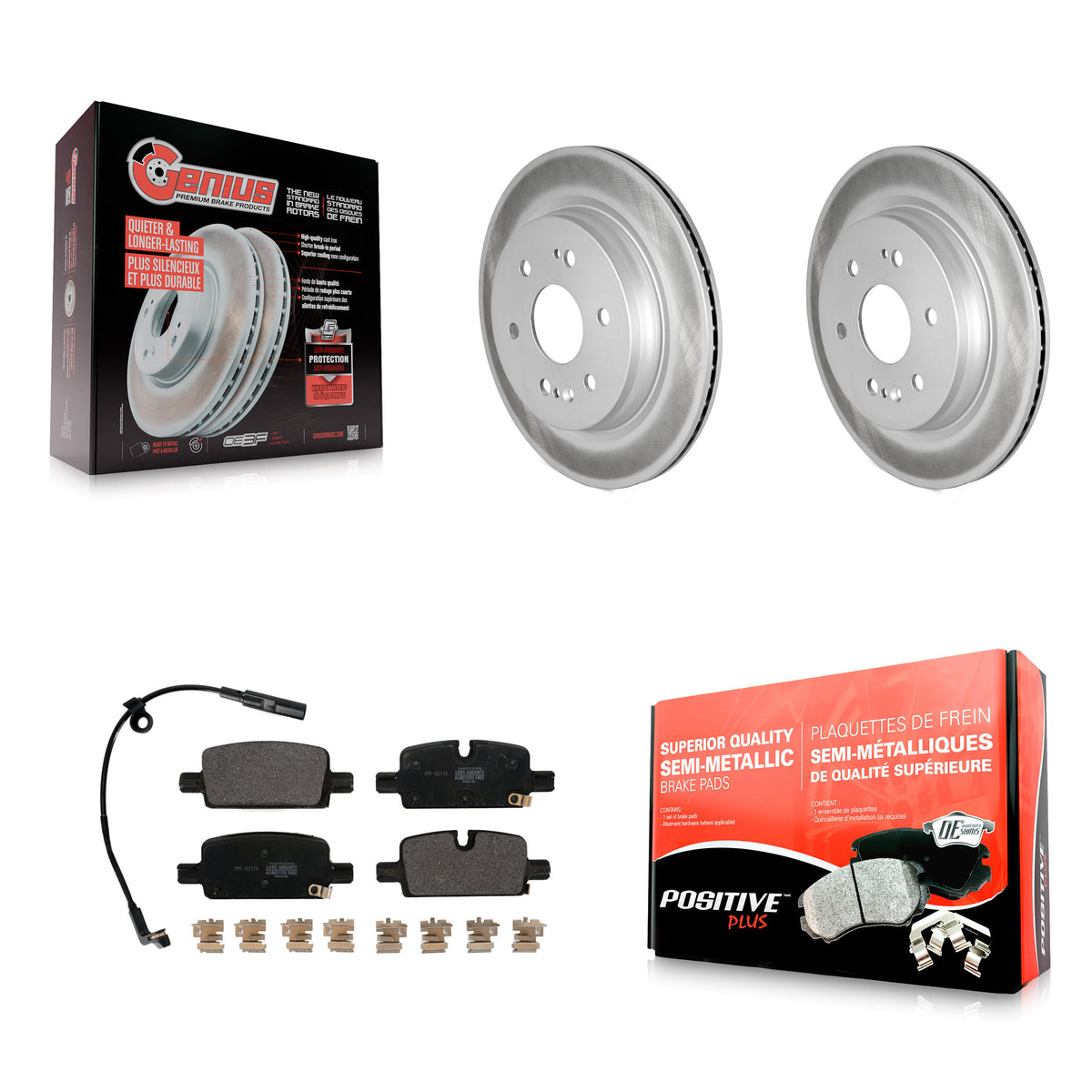 Rear Coat Brake Rotor Semi-Metallic Pad Kit For GMC Chevrolet Silverado 1500 Sierra Yukon KGF-102642