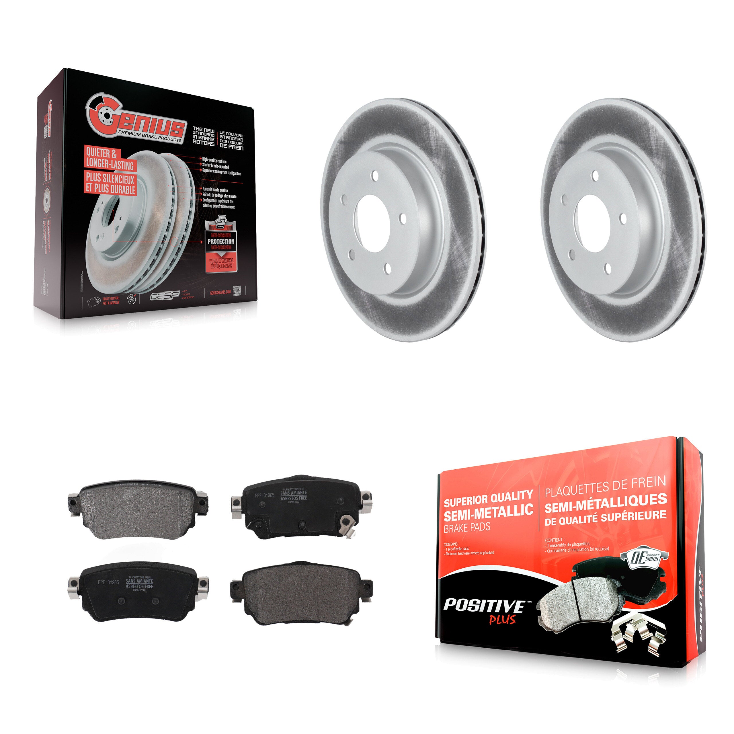 Rear Coated Disc Brake Rotors & Semi-Metallic Pad Kit For Nissan Rogue Sport Qashqai LEAF KGF-102644