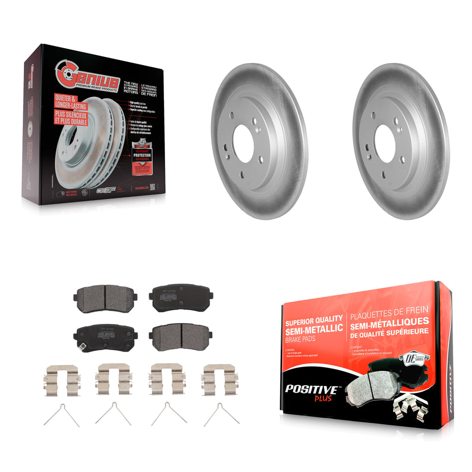 Rear Coated Disc Brake Rotors And Semi-Metallic Pads Kit For Hyundai Kona Kia Seltos KGF-102647