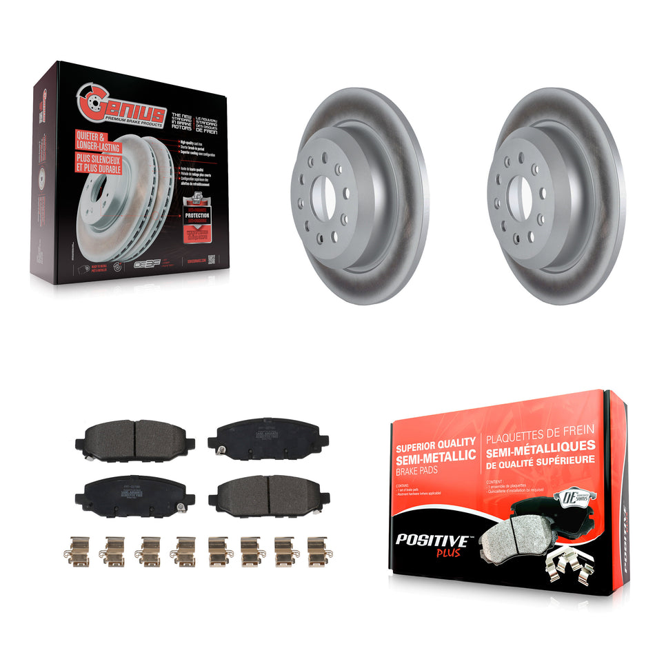 Rear Coated Disc Brake Rotors And Semi-Metallic Pads Kit For 2018-2021 Jeep Wrangler Rubicon With Heavy Duty Brakes Code BR2 & BR6 KGF-102649